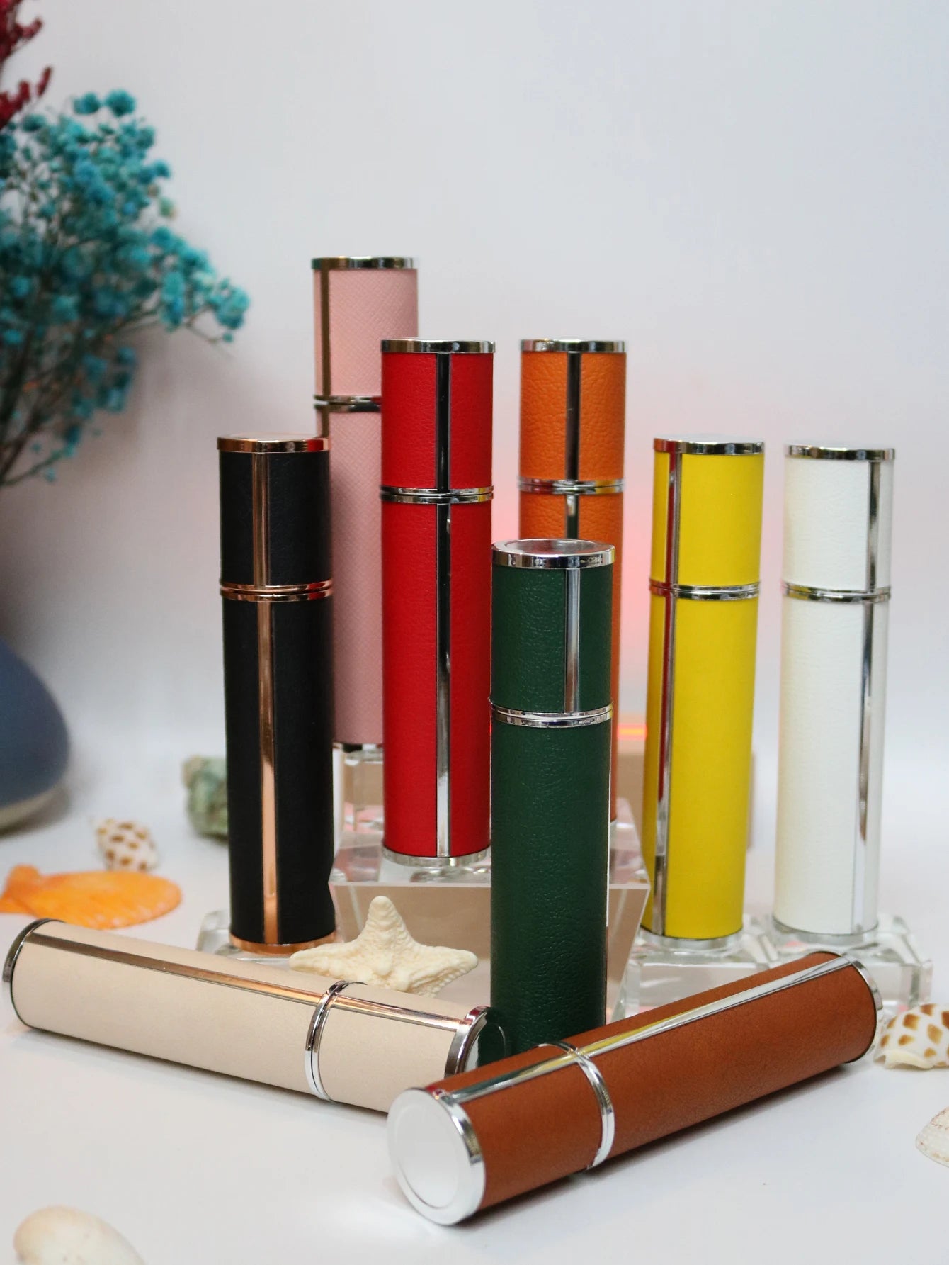 10ml Luxury Leather Wrapped Glass Perfume Spray Bottle, Portable Mini Refillable Perfume Atomizer, BPA-Free Cosmetic Container