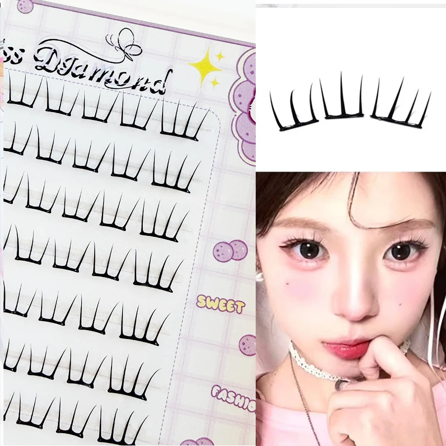 10 Rows Dense Natural False Eyelashes Segmented Glue-free Eyelash Extension Korean Women's Group Lightly Curling Eyelash Cluster