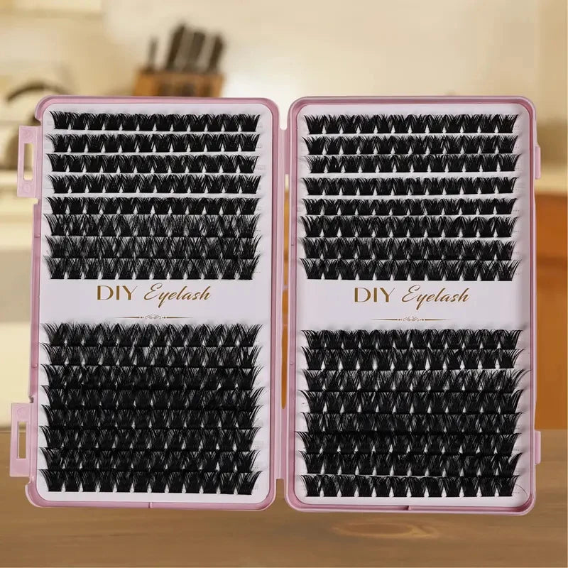 Eyelash Extension Kit - Individual Eyelash Set, D-Roll, Multiple Lengths, Odorless, Easy to Apply for Home Makeup