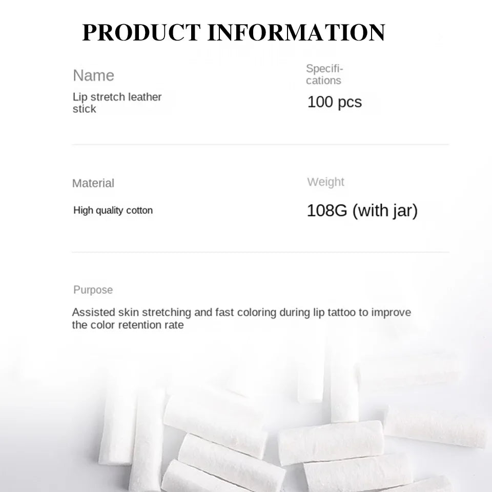 100PCS/box Disposable Lip Tattoo Skin Stretching Cotton Stick With Box Semi-Permanent Makeup Lip Embroidery Blush Recovery Tools