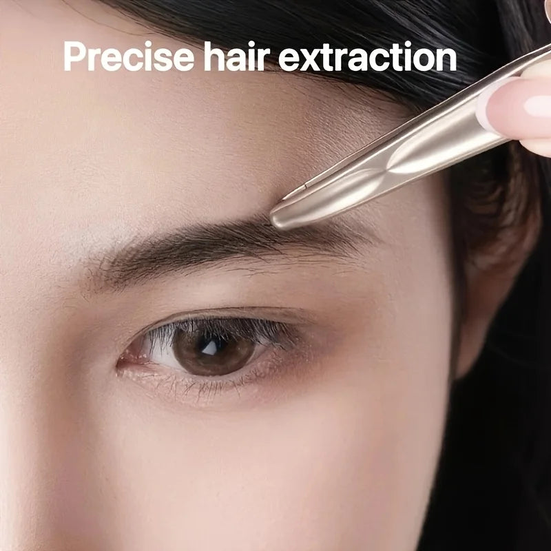 Stainless Steel Eyebrow Clips for Precision Beard and Mustache Trimming Gentle on Light Beige Round Head Tweezers