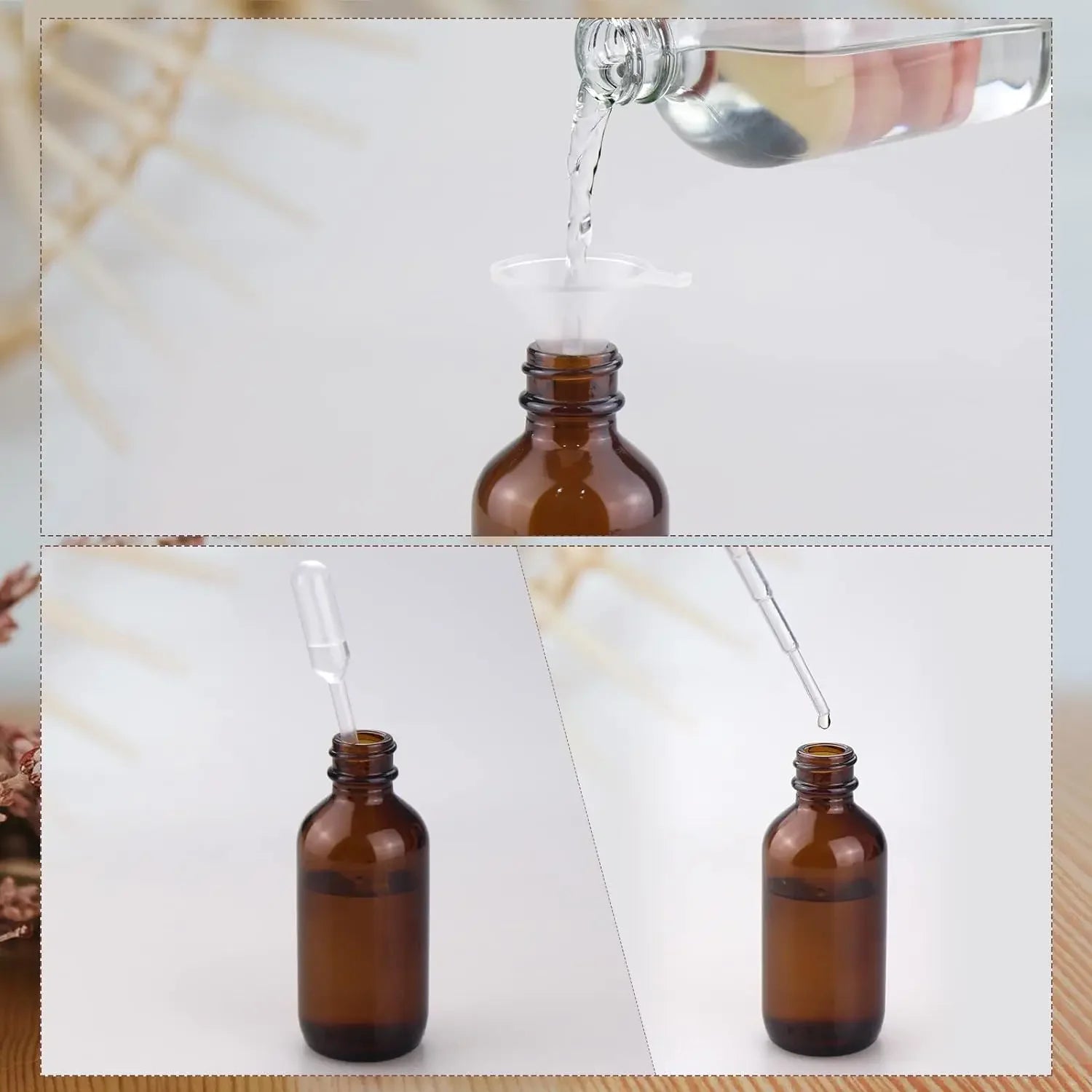 1Pcs 5ml-100ml  Empty Amber Fine Mist Small Glass Spray Bottles Set For Essential Oils Perfume Cleaning Solutions