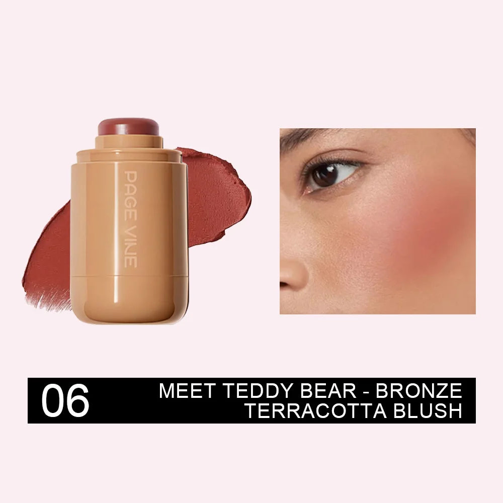New Blush Stick 3-in-1 Cheek Lip Tinted Moistured Blush Stick Silky Brighten Blush Cream Blusher Cosmetics Tubes Matte Contour