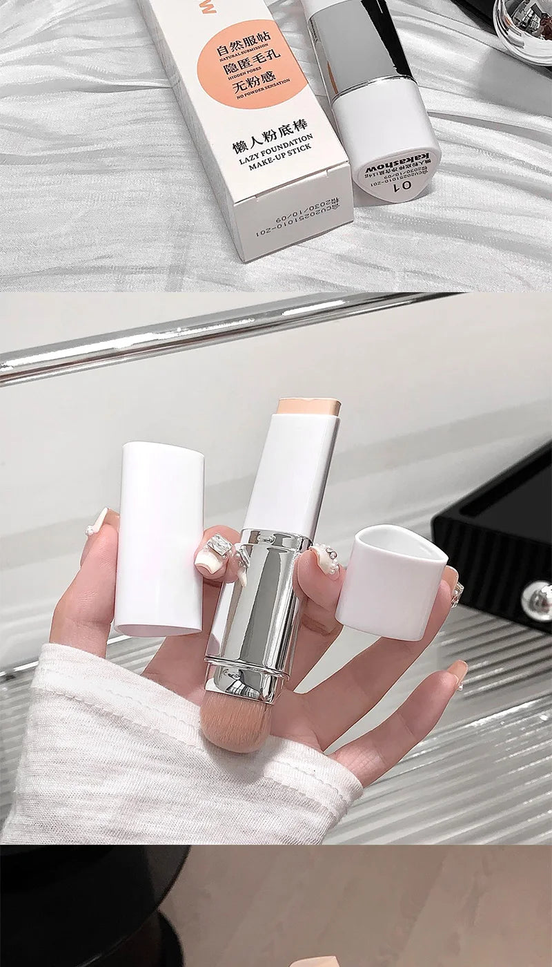 Lazy Foundation Stick, Moisturizing and Natural Concealer Makeup, Matte Makeup Base, Rare Beauty, Keep Makeup and Sweat