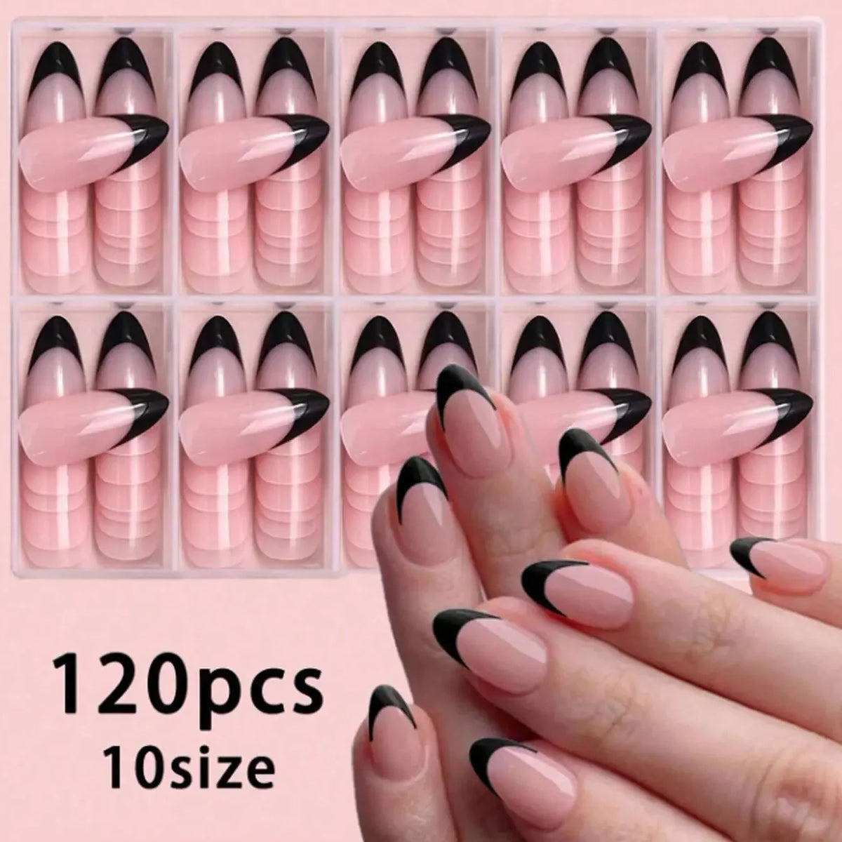 120pcs -box Almond White French Fake Nails for Stylish Women & Girls, Perfect for Daily Chic or Party Celebrations