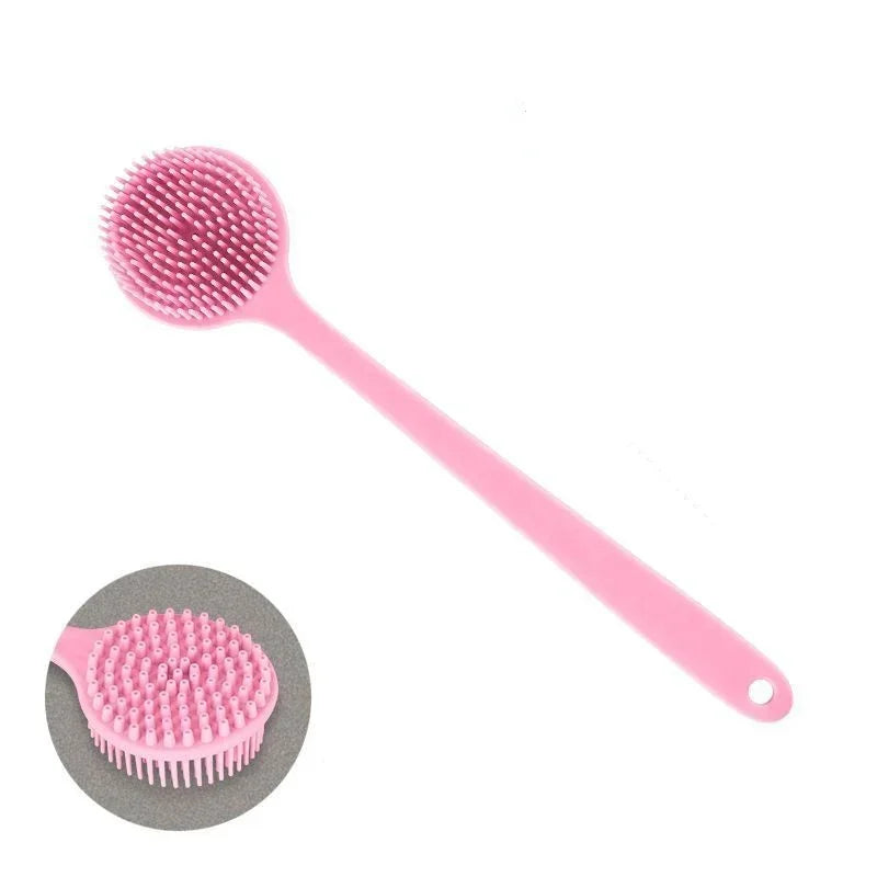 Silicone Long Handle Shower Brush Soft Haired Lazy Bath Tools Back Scrubber Sponge Exfoliating Skin Massager Bathroom Tools