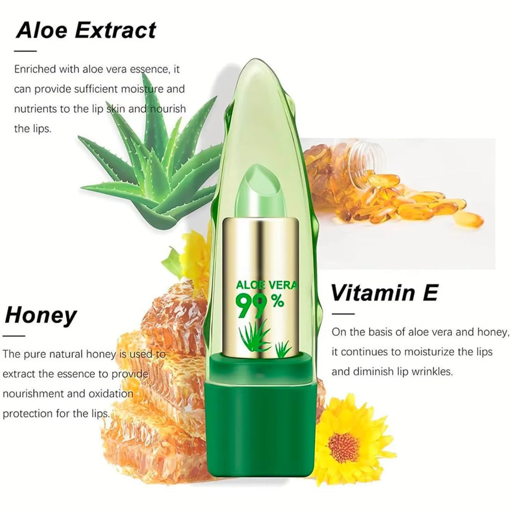 Moisture Lip Balm Aloe Vera Natural Lipbalm - Temperature Changed Color Lipstick Long Lasting Nourish Lips Care Makeup