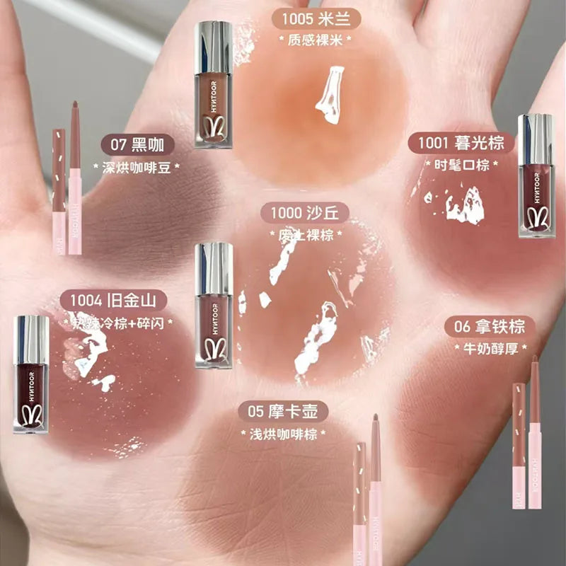 HYNTOOR Goth Lip Gloss Mirror Moist Nude Grey Black Silvery Fine Flash Low Saturation Lip Glaze Lasting Halloween Lip Makeup
