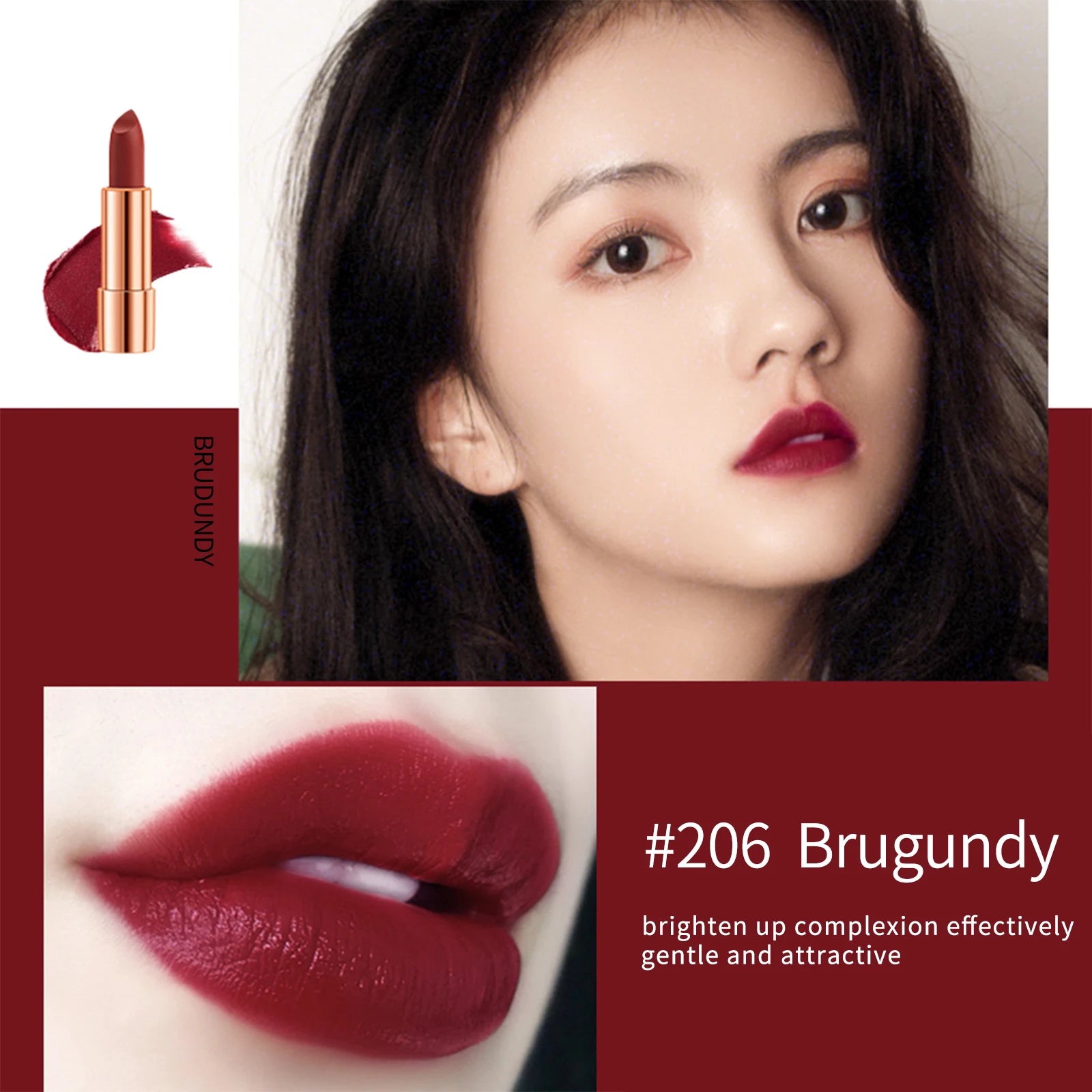 Matte Lipstick Set 3 Colours with Silver Chain Bag Waterproof Non-Stick Long Lasting Makeup Red 3.5gx3pcs for Women and Girls