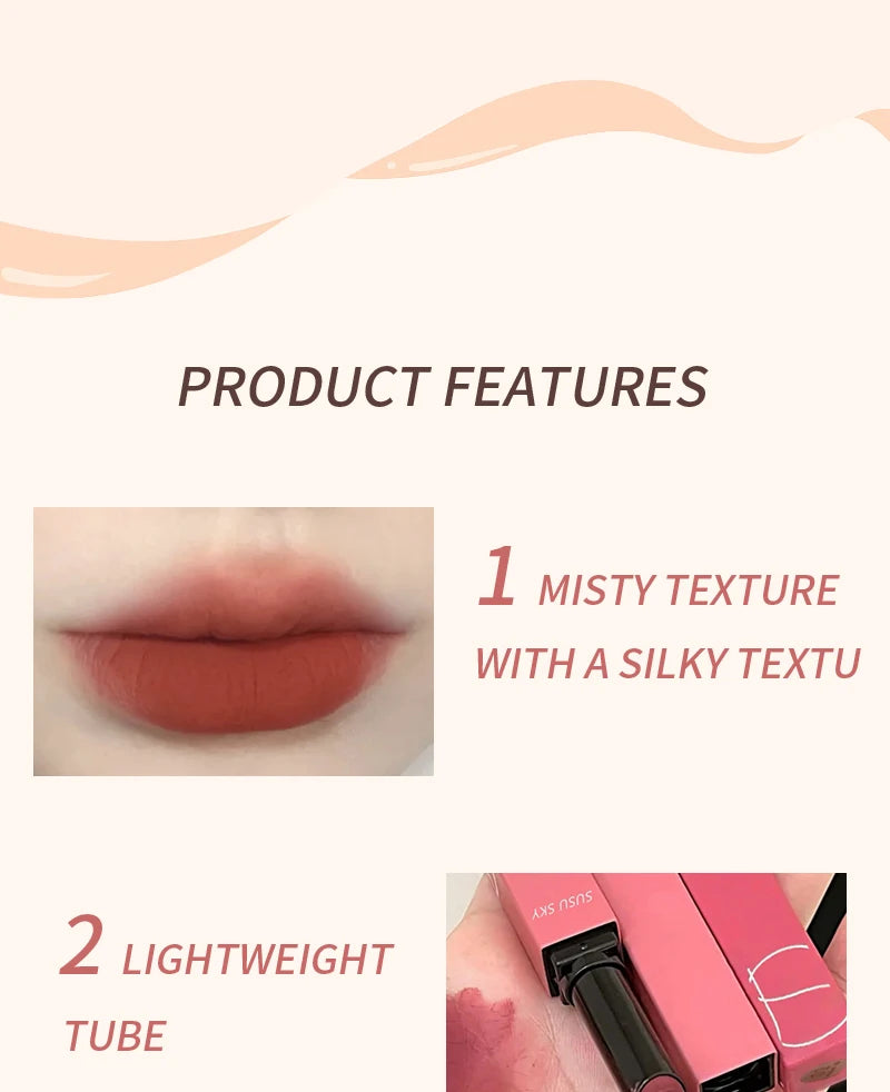 TX010 Thin Tube Matte Lipstick Waterproof Sweatproof Long-Lasting Makeup Resistant Dual Use on Lips And Cheeks
