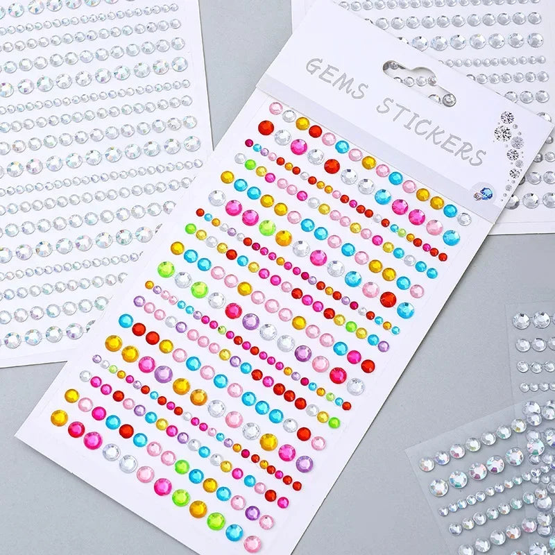 Rhinestone Acrylic Face Decoration Sticker Party Eyes Makeup Crystal Self-adhesive DIY Sticker Girls Face Diamond Tattoo Sticker