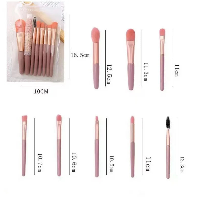 New 8Pcs Makeup Brush Set Makeup Concealer Brush Blush Loose Powder Brush Eye Shadow Highlighter Foundation Brush Beauty Tools