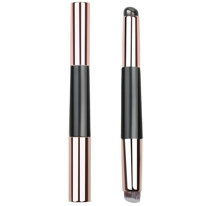 2 In 1 Silicone Lip Brush Concealer Brush Wooden Handle Lipstick Lip Balm Applicator with Cap Travel Makeup Brush Beauty Tools