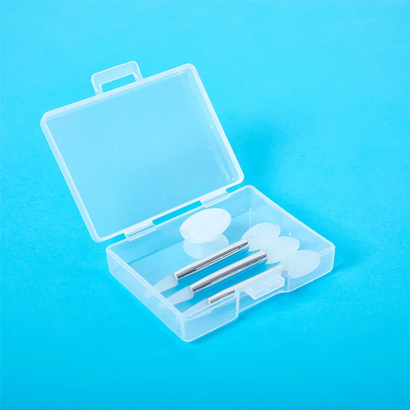 3 Pieces Of Soft Silicone Double Head Lip Mask Brush With Sucker Dust Cover Makeup Brushes With Storage Box