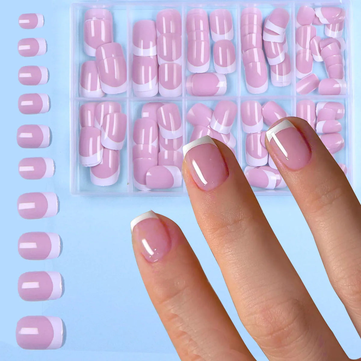 120pcs -box Almond White French Fake Nails for Stylish Women & Girls, Perfect for Daily Chic or Party Celebrations