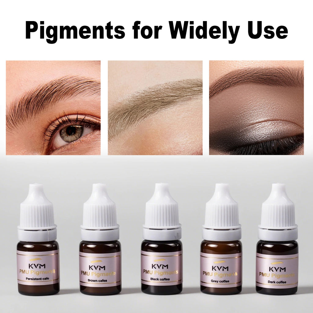 KVM 5/8pcs Multicolor Eyebrow Microblading Inks Semi Permanent Lip Makeup Pigment Eyeliner Black Brown Tattoo Ink Supplies