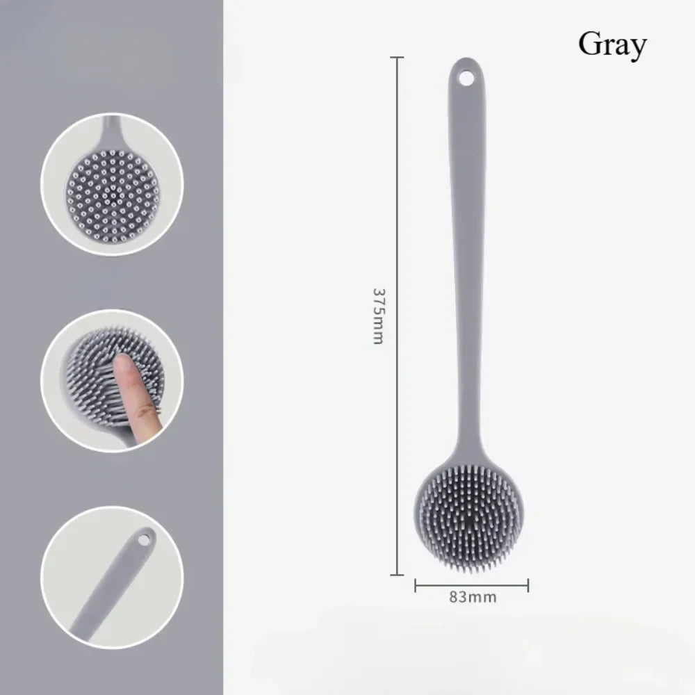 Silicone Long Handle Shower Brush Soft Haired Lazy Bath Tools Back Scrubber Sponge Exfoliating Skin Massager Bathroom Tools