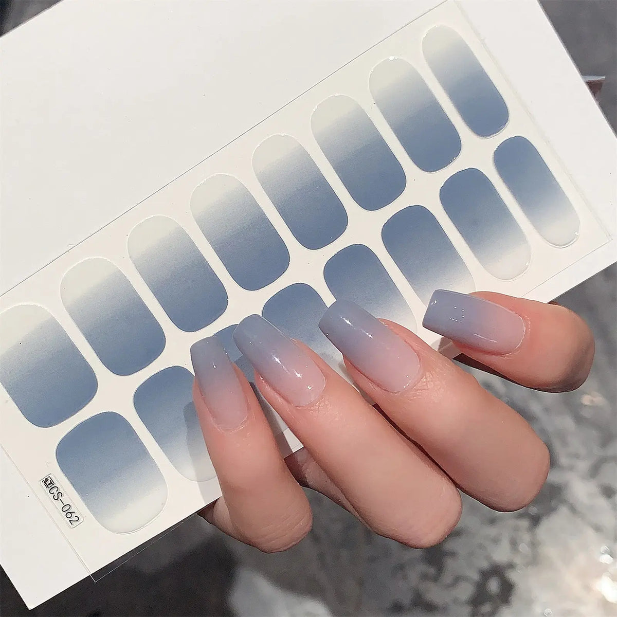 1 Sheet Semi Cured Wrap Gradient Nail Sticker Multi Color Solid Gel Full Cover Slider No Need UV Lamp Cured Fast Gel Nail Decal
