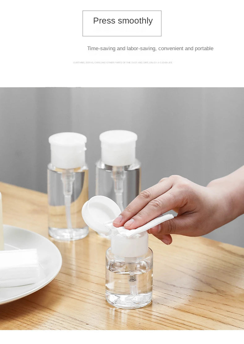 1pc Refillable Bottles Push-type Bottling   Empty Pump Dispenser Bottle for Nail Polish and Makeup Remover Bottle Packaging