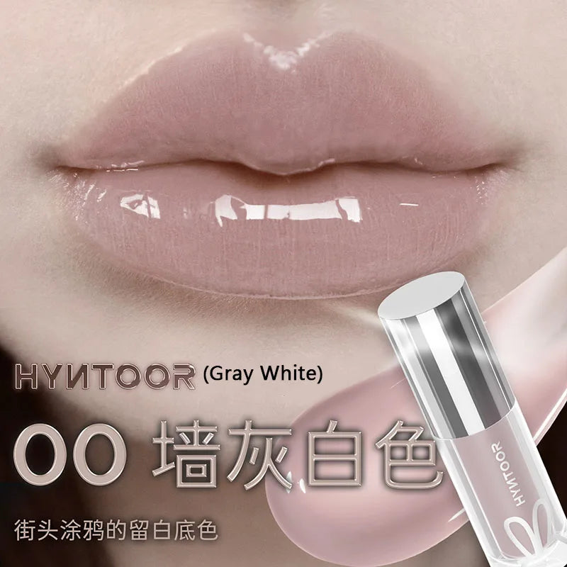 HYNTOOR Goth Lip Gloss Mirror Moist Nude Grey Black Silvery Fine Flash Low Saturation Lip Glaze Lasting Halloween Lip Makeup