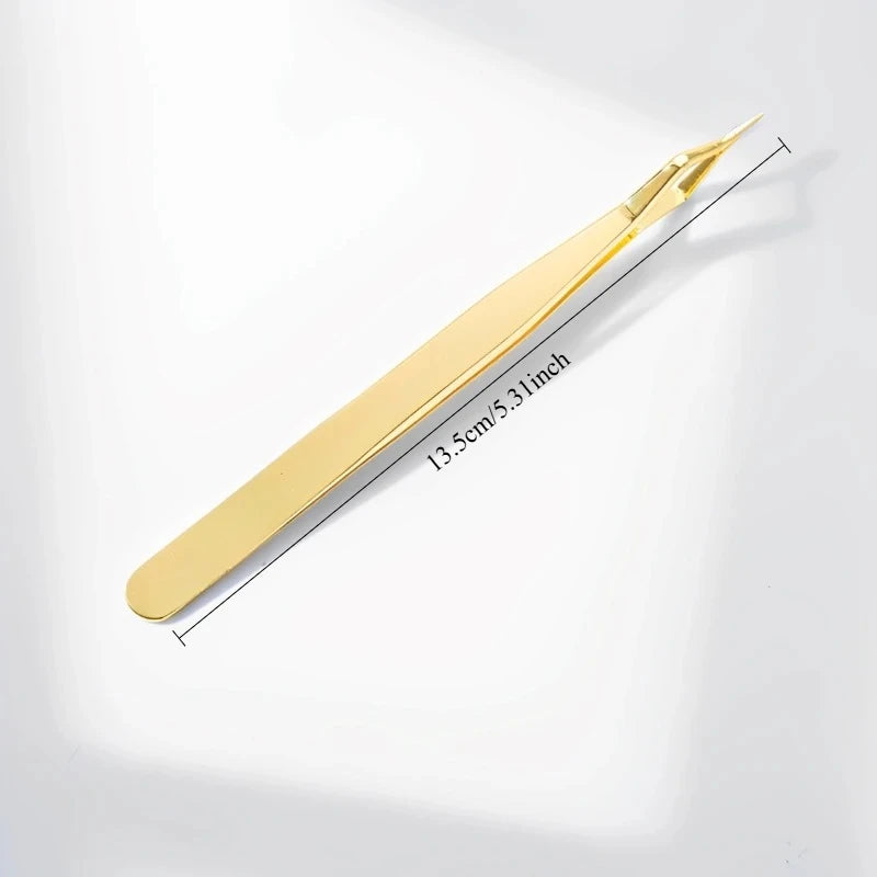 New Lash Extension Tweezers Anti slip Stainless Steel Curved Tip Straight Tweezers High Precision Nail Art Makeup Beauty  Tools