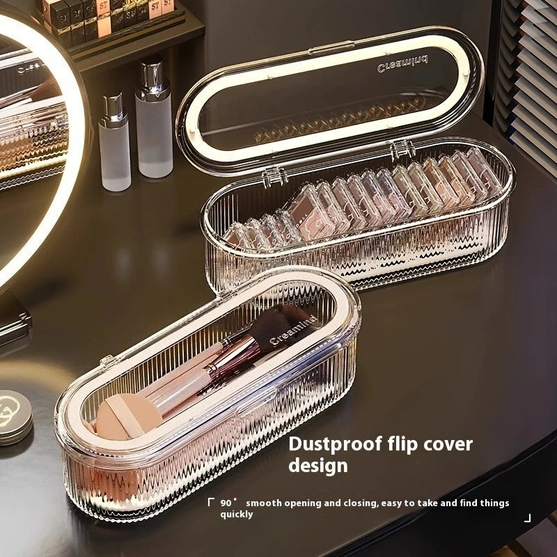 1pc Transparent Makeup Brush Organizer with Lid Cosmetic Brush Storage Box Dustproof Acrylic Holder Vanity Bathroom Accessories