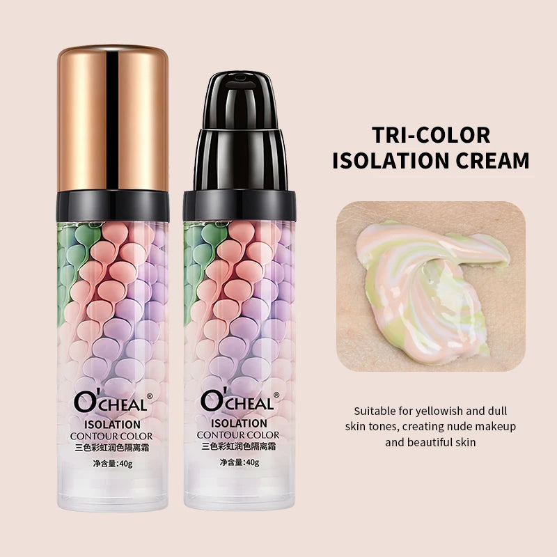 O‘’CHEAL One-Step Three Color Spiral Contour Isolation Primer Moisturizing Cream Face Care Corrector Foundation Makeup Cosmetic