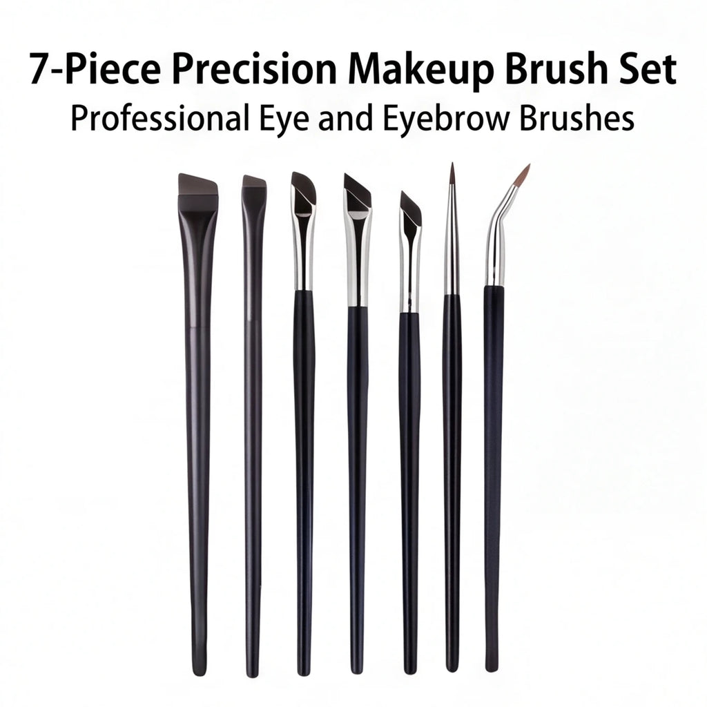 7 combination precision detail makeup brushes, eyeliner and eyebrow brush sets, with ultra-thin eyebrow and lower eyelid brushes