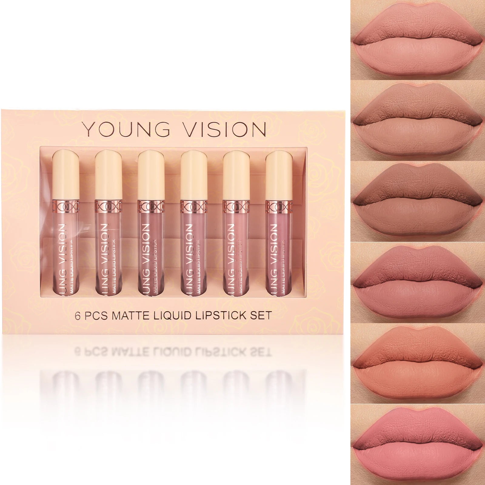 6pcs/pack lip gloss set, long-lasting non stick cup liquid lipstick velvet matte lip gloss