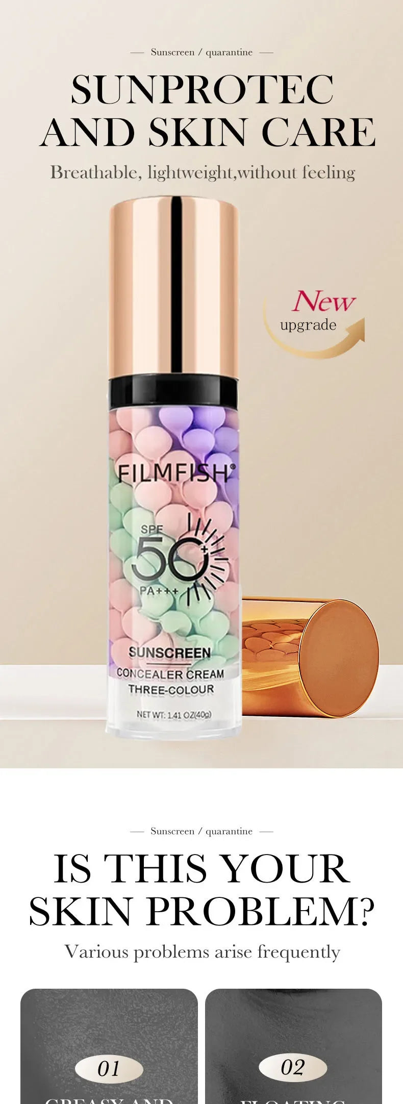 Face Makeup Primer Tri-color Cream Contour Color Isolation Waterproof Makeup Foundation Natural Makeup Base Cream 40g