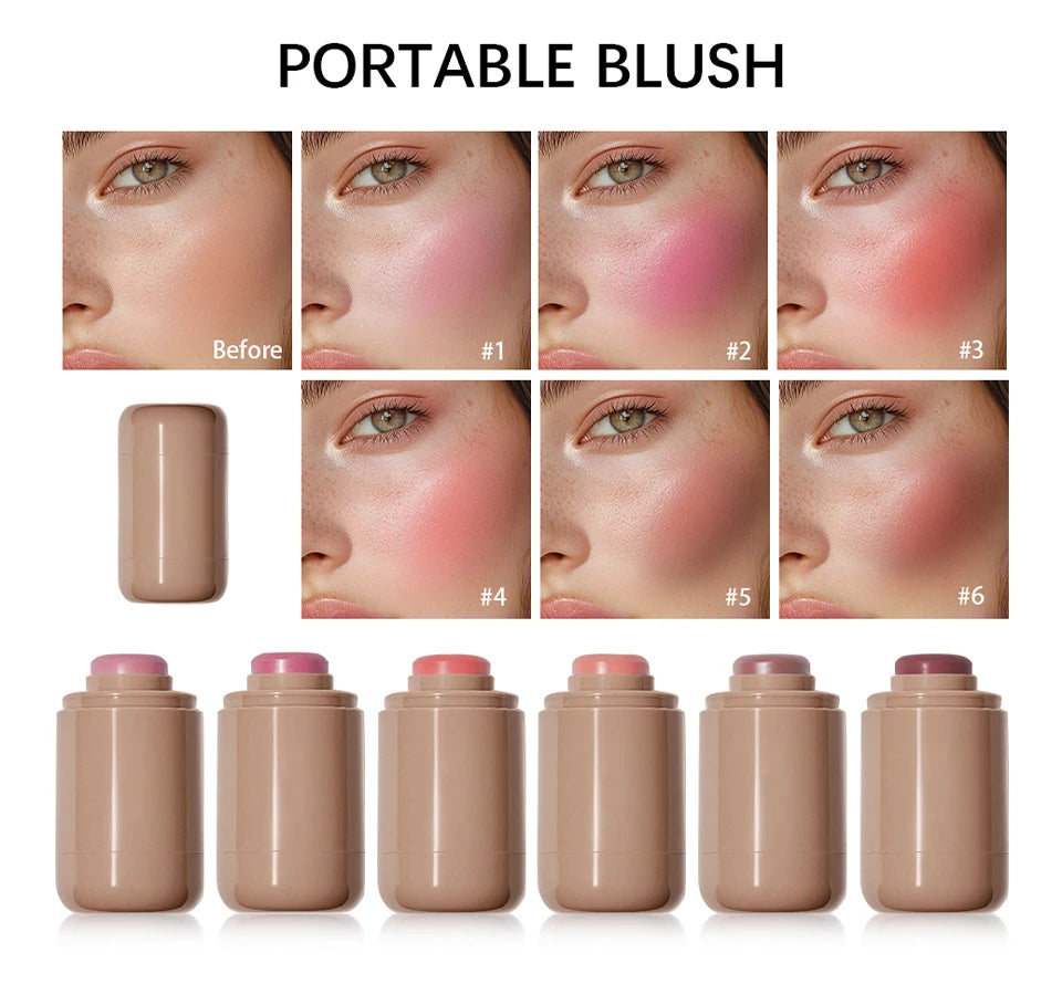 3-in-1Blush Stick Lasting Brightens Facial Cheek Stick Moisturizing Flash Lip Gloss Makeup Lip Gloss Face Rouge