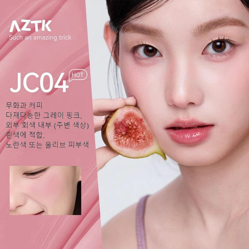 AZTK JC04 Water To Powder Liquid Blush Soft Matte Natural Flush Brightening Cheek Tint Lightweight Blendable Waterproof Makeup