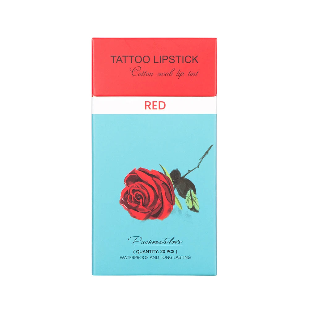 20pcs Cigarette Cotton Swab Lipstick Tattoo Lipstick Non-Stick Long-Lasting Waterproof and Kiss-proof Lip Durable Lip Stain Set