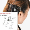 5-8Pcs Metal Hollow Out Hair Ring Accessories,Beads Hair Braid Rings Clips Dread Locks Hair Braiding Metal Cuffs Decoration Gold