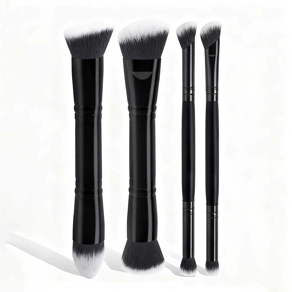 4pcs Basic Makeup Brushes Set With Box Dual-ended Foundations Powder Blush Details for Eyeshadow Brushes Beginner Travel