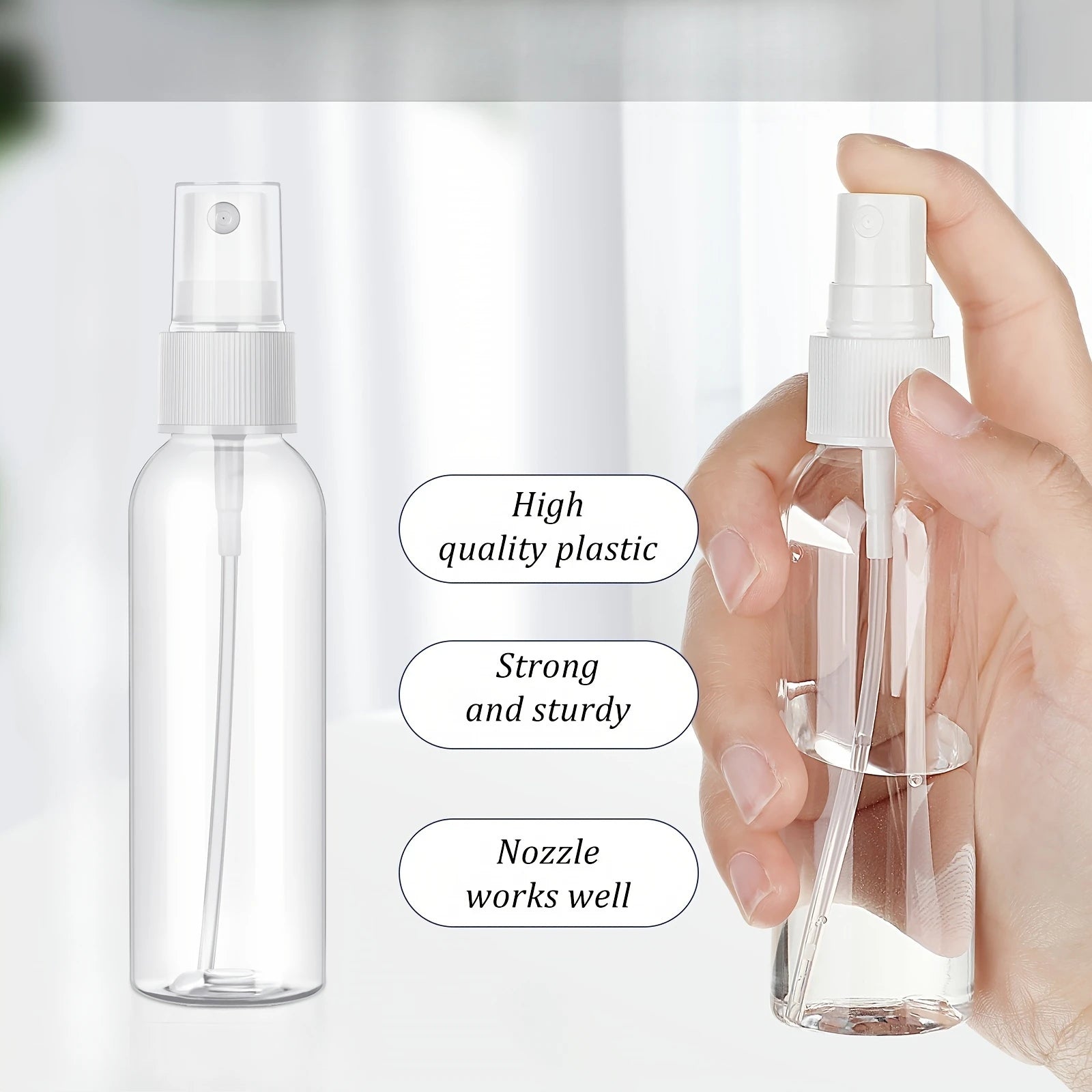 20PCS 10/20/30/50/60/100ML Refillable Clear Plastic Empty Mini Spray Container for Travel Cleaning Makeup Bottles Wholesale