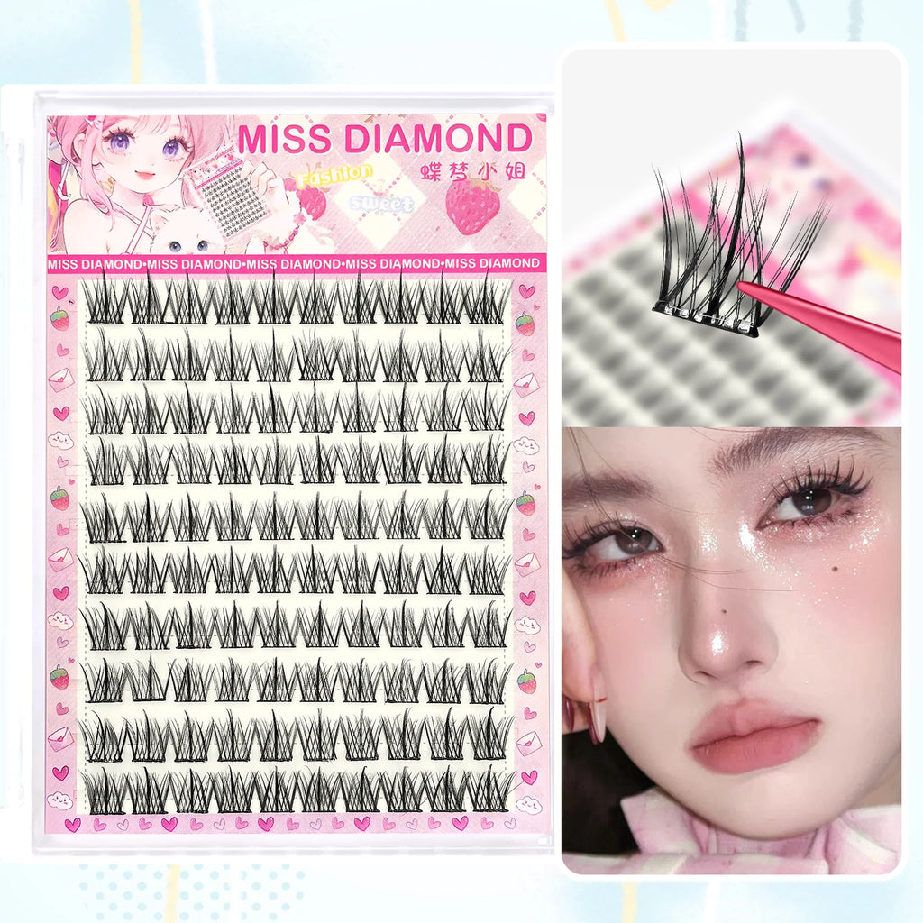 10 Rows of Large Capacity Glue-free False Eyelashes Single Cluster 10-12MM C-curled Natural Self-adhesive false Eyelashes