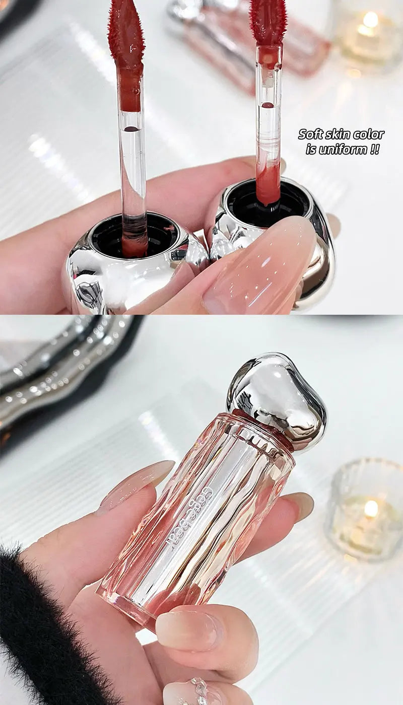 Crystal translucent lip glaze moisturizing water is not easy to fade natural color mouth red lip glaze