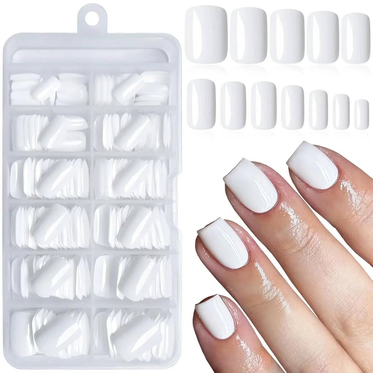 120pcs -box Almond White French Fake Nails for Stylish Women & Girls, Perfect for Daily Chic or Party Celebrations
