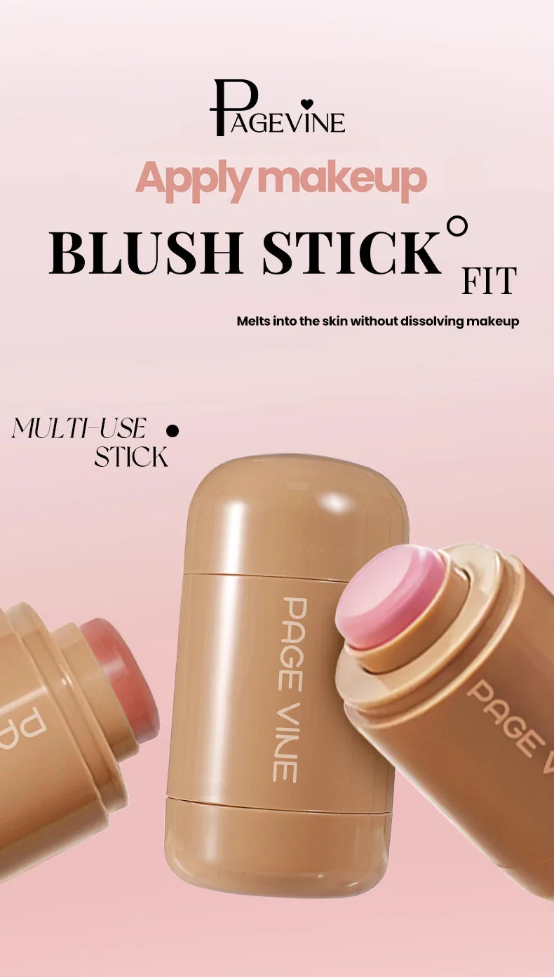 New Blush Stick 3-in-1 Cheek Lip Tinted Moistured Blush Stick Silky Brighten Blush Cream Blusher Cosmetics Tubes Matte Contour