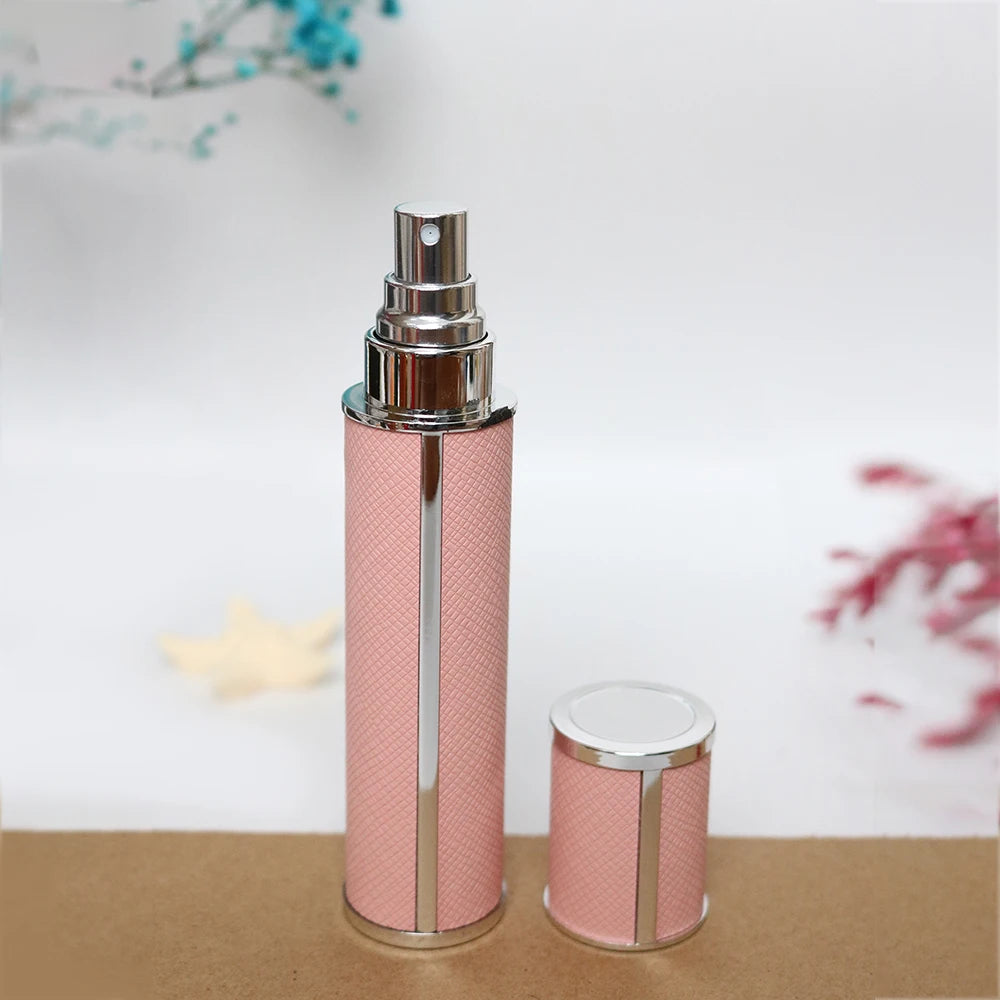 10ml Luxury Leather Wrapped Glass Perfume Spray Bottle, Portable Mini Refillable Perfume Atomizer, BPA-Free Cosmetic Container