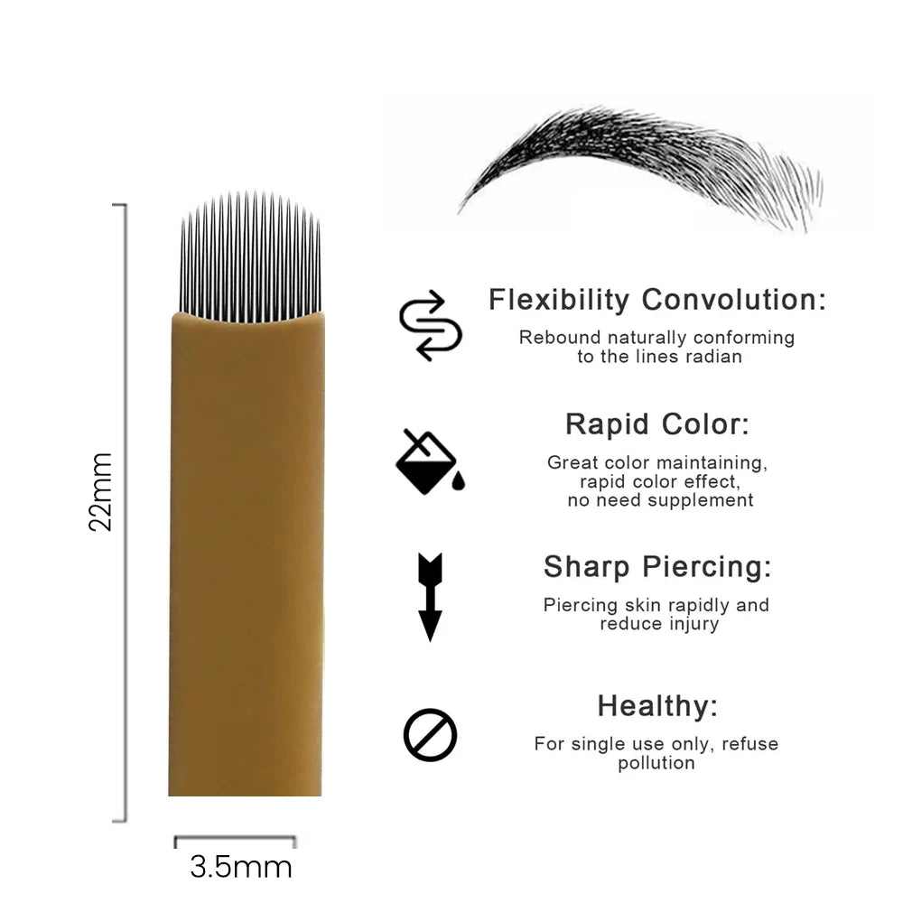 Master Blade U304 Stainless Steel Eyebrow Microblading Needles 18 U-Shape Tebori Pen Nano Agujas Dia 0.18mm 18U Tattoo Supplies
