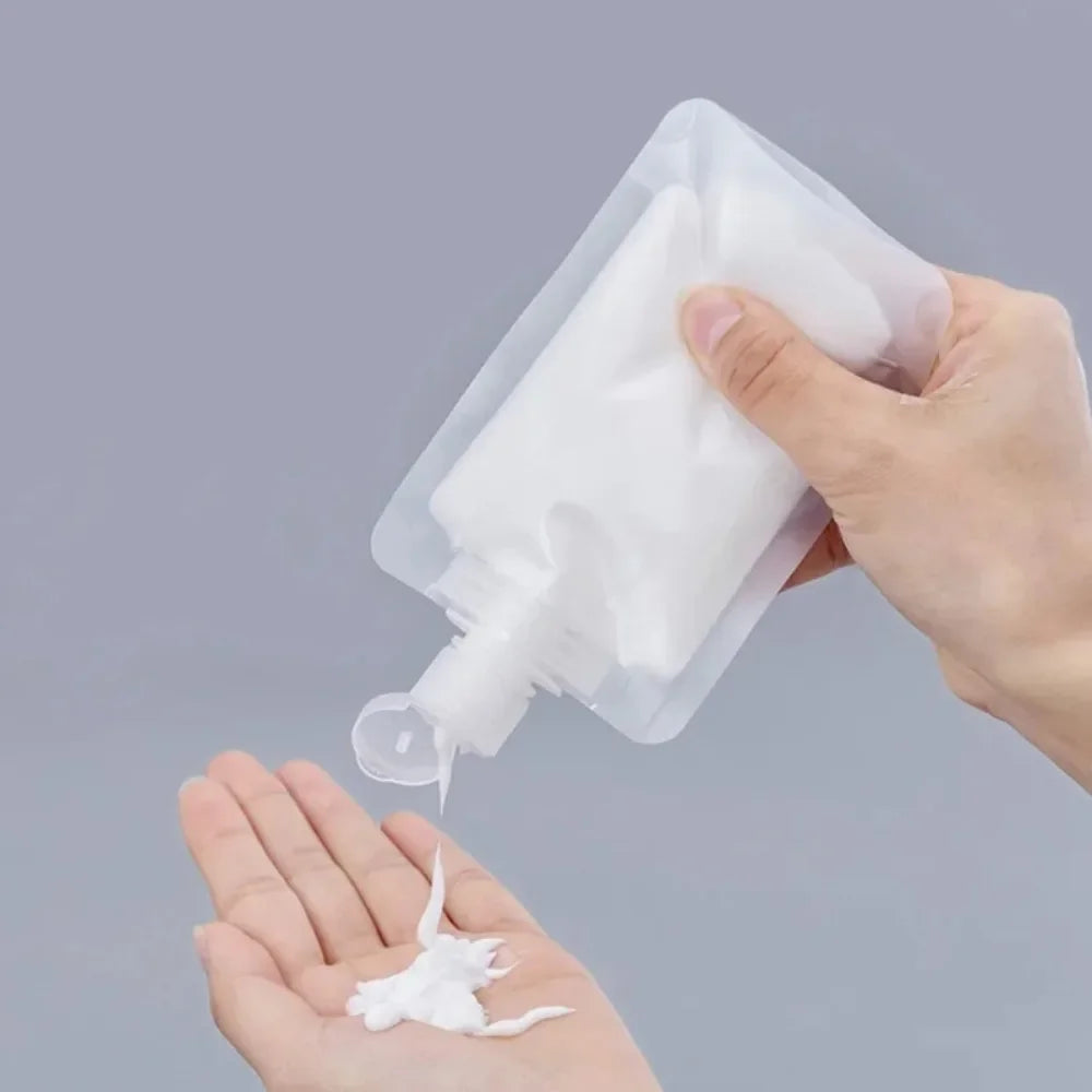 5Pcs Travel Bottles Empty Squeeze Bag Refillable Lotion Dispenser Bag Shampoo Toiletries Liquid Cosmetic Container Storage Pouch