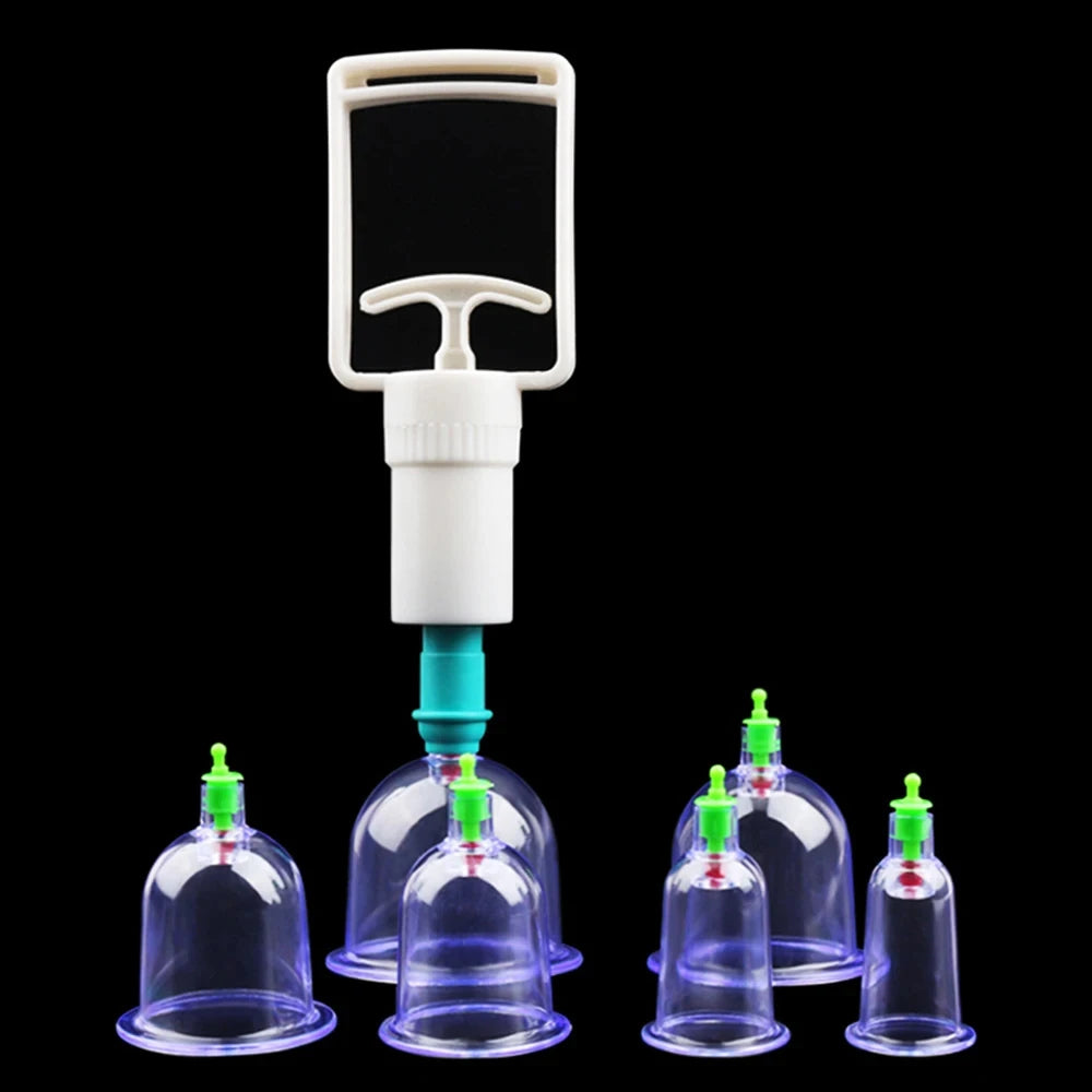 6 Suction Cups for Back-Vacuum Cupping Massage Kit w/ Pump Gun Body Massage Anti-Cellulite