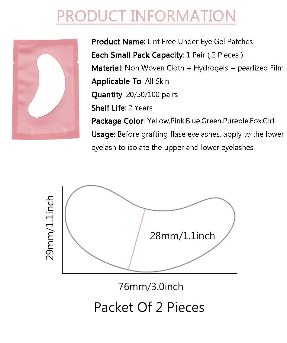 20/50/100pcs Eye Patches Eyelash Extension Under Eye Pads Makeup Eyelash Patches Tip Stickers Pads For Eyelash Extension Makeup