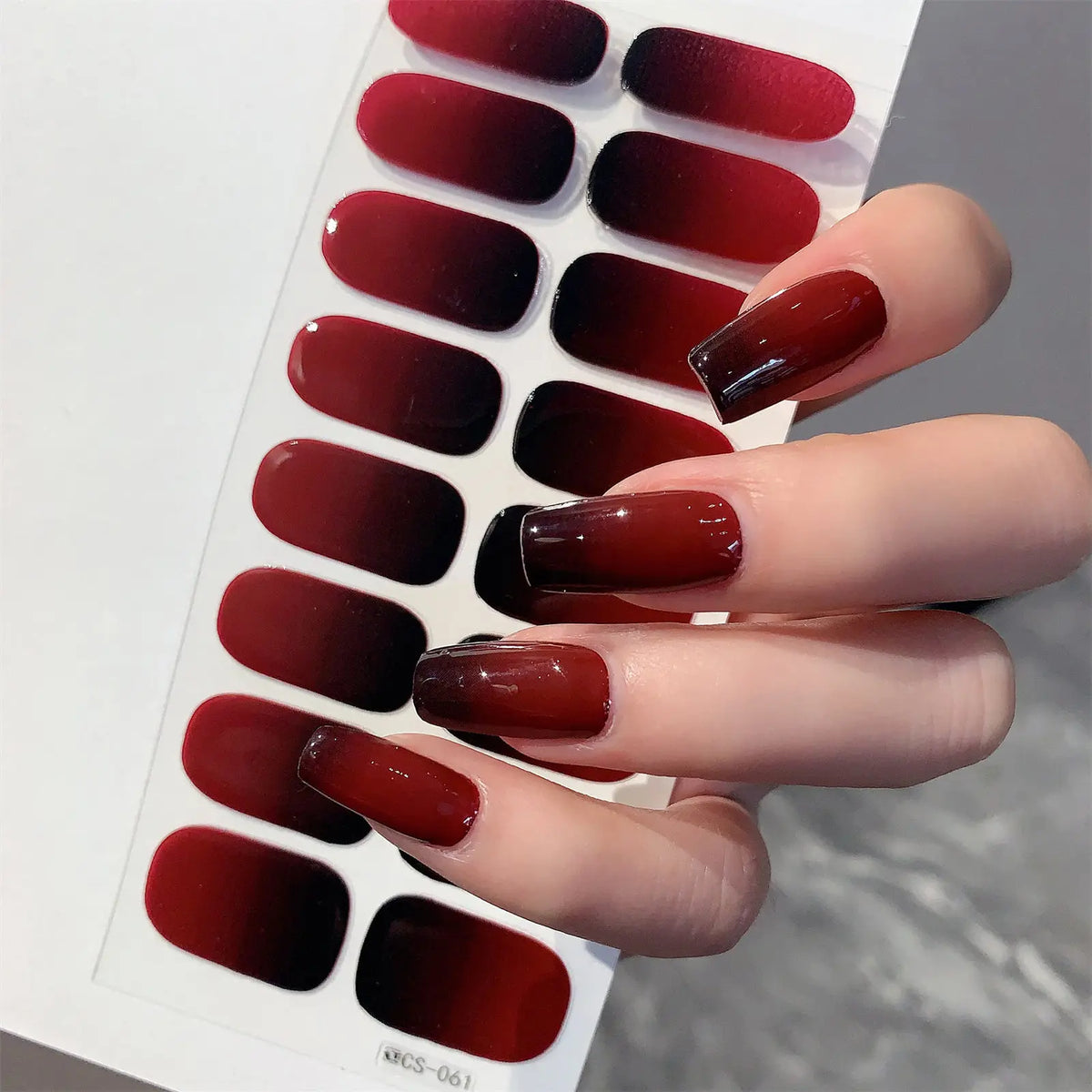 1 Sheet Semi Cured Wrap Gradient Nail Sticker Multi Color Solid Gel Full Cover Slider No Need UV Lamp Cured Fast Gel Nail Decal
