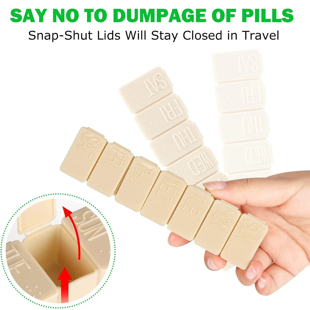 Weekly Pill Organizer Travel Daily Pill Box Medicine Organizer 7 Day for Fish Oil, Calcium Tablets Supplements & Other Vitamin