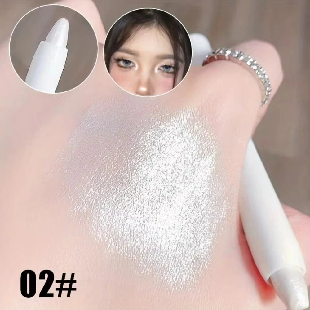 1pc Shimmering Highlight Stick, Glitter White Eyeshadow Pencil for Bright Eyes, Dazzling Effect Makeup Highlighter
