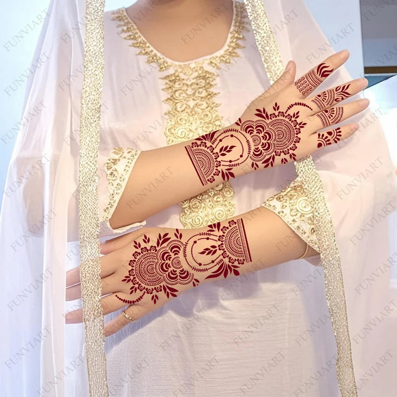 Reusable Stencil for Henna Flower Mehndi Design Tattoo Template for Women Henna Tattoo Stencil for Hand Foot Body Painting