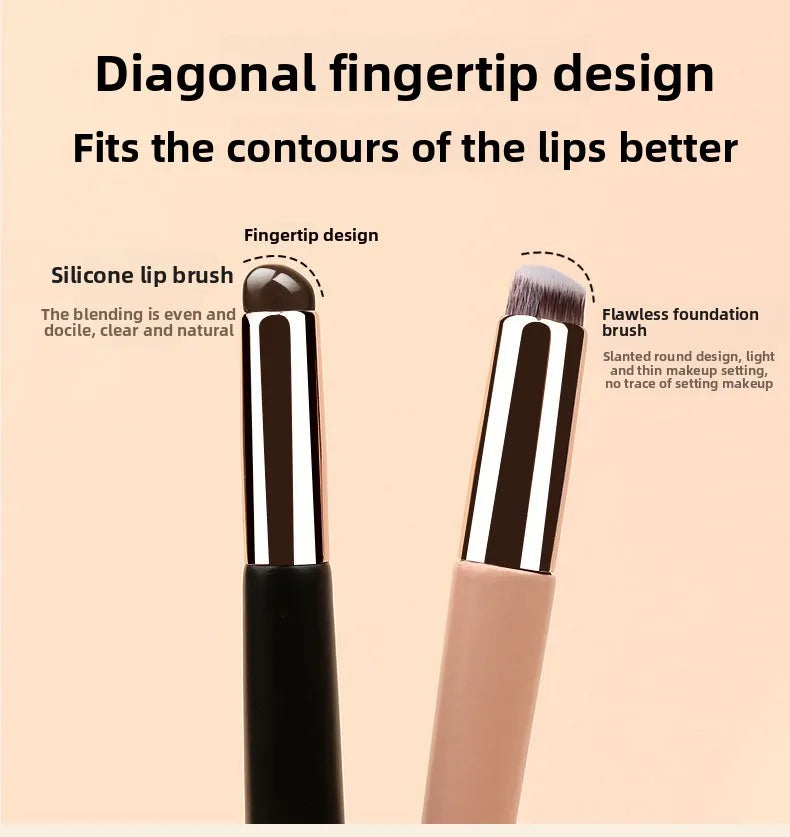 2 In 1 Silicone Lip Brush Concealer Brush Wooden Handle Lipstick Lip Balm Applicator with Cap Travel Makeup Brush Beauty Tools